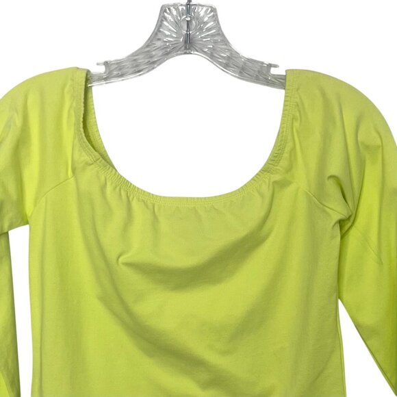 BDG Urban Outfitters Alex Off The Shoulder Shirt Womens Large Lime Green New WOT - Picture 3 of 7